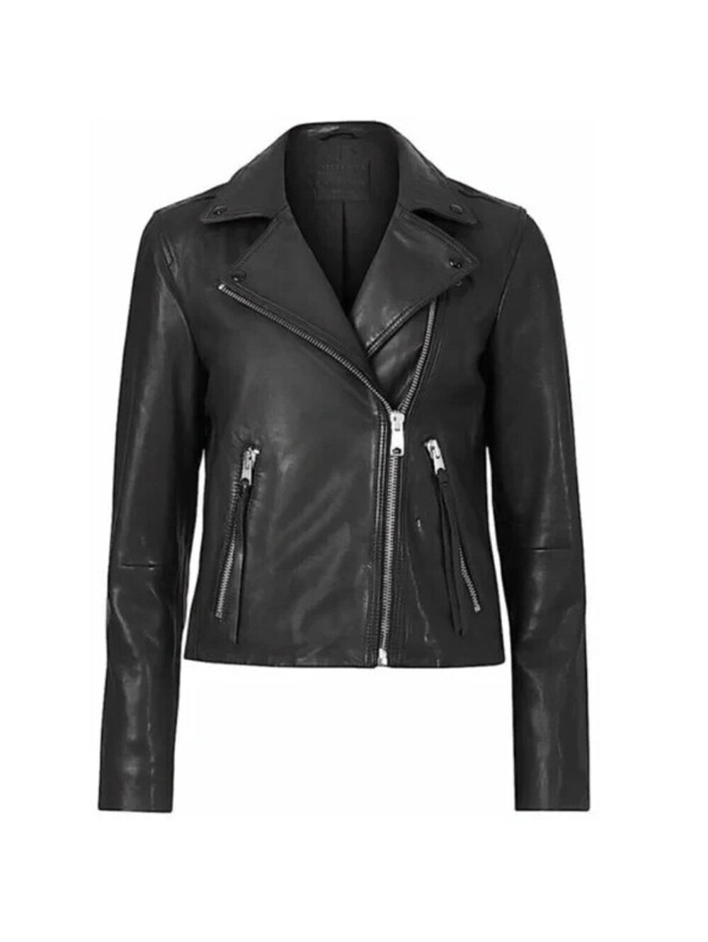 NEW, AllSaints Dalby Leather Biker Jacket in Black - Size US 10 #SJ2622